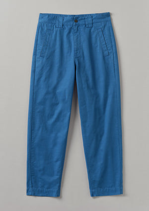 Garment Dyed Organic Cotton Tapered Trousers | Flask Blue