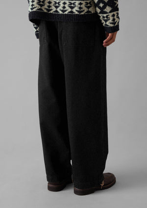 Straight Leg Denim Trousers | Black