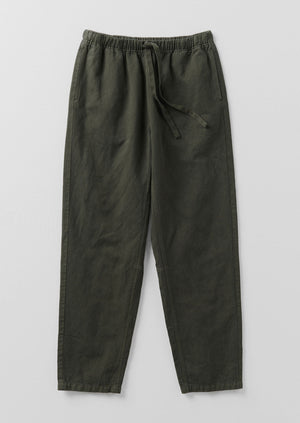 Alfie Garment Dyed Herringbone Trousers | Dark Moss