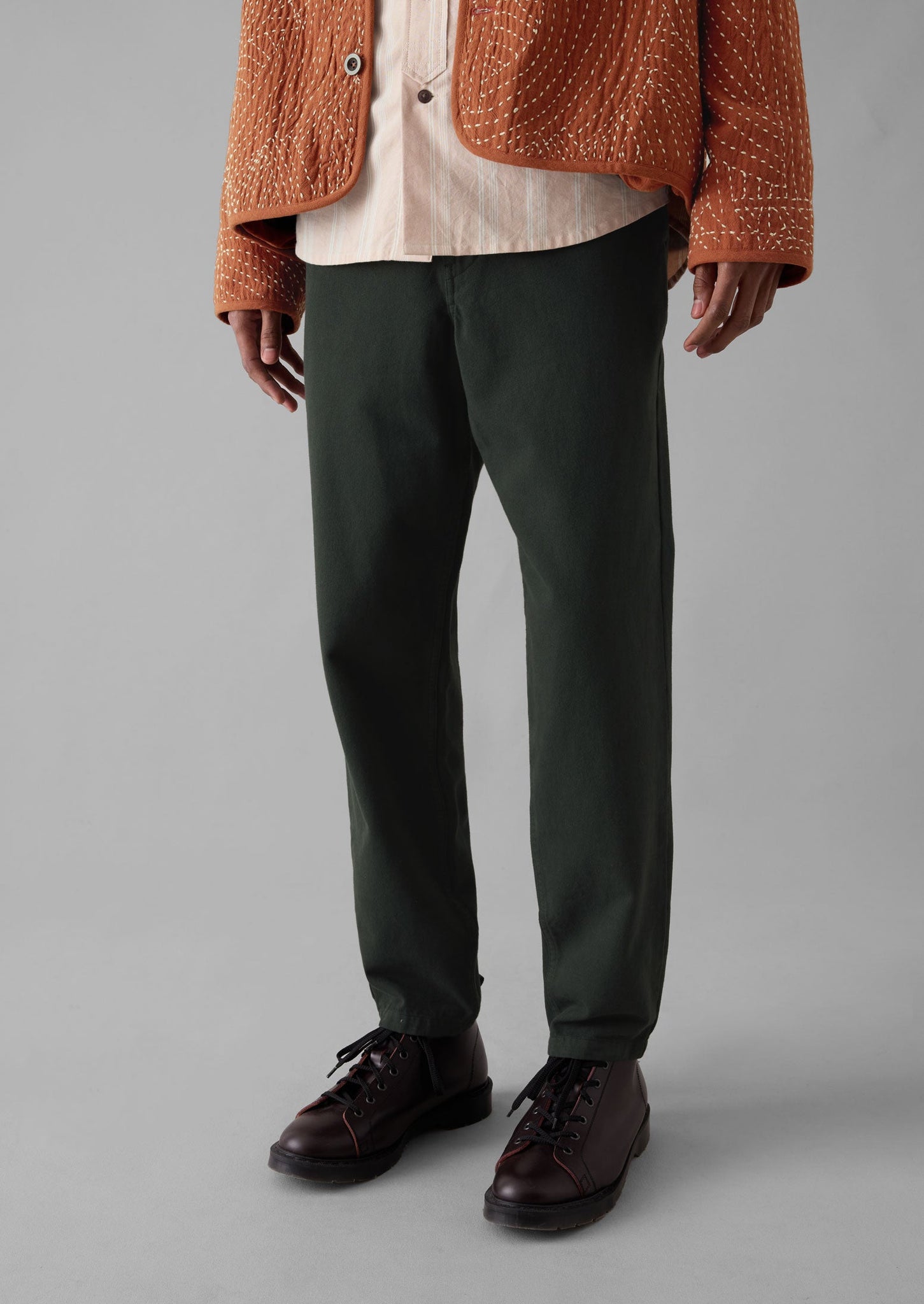 Norv Garment Dyed Tapered Trousers | Dark Mineral Green