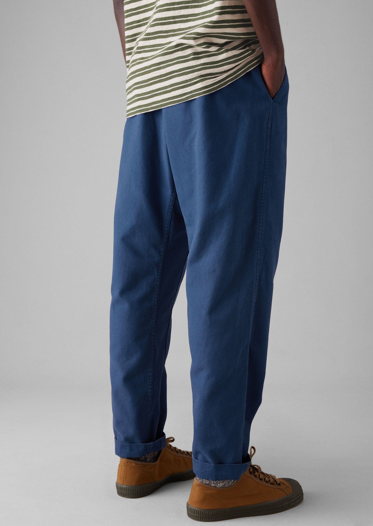 Canvas Cotton Drawstring Trousers | Engineer Blue