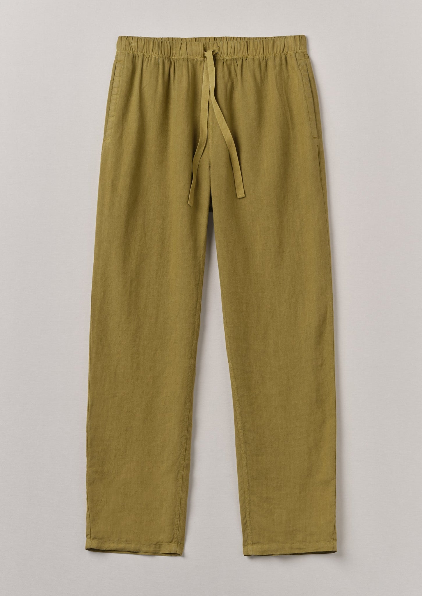 Alfie Garment Dyed Linen Trousers | Durian Green