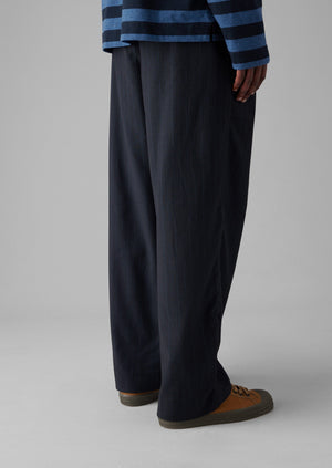 Bill Stripe Wool Cotton Trousers | Dark Indigo