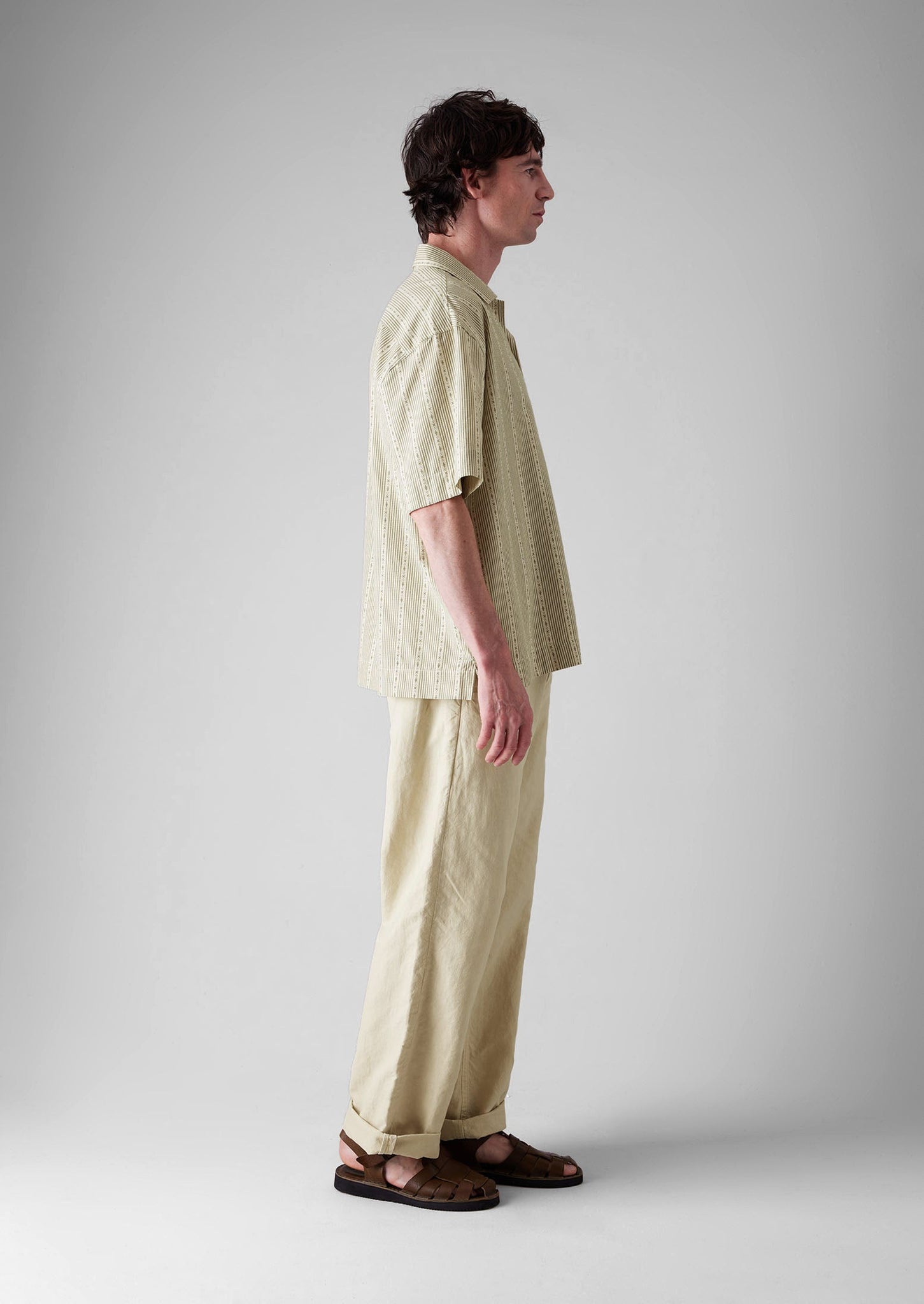 Rory Cotton Linen Drawstring Trousers | Wood Ash