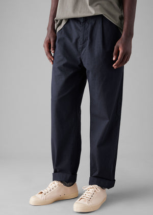 Otto Cotton Pleat Trousers | Navy