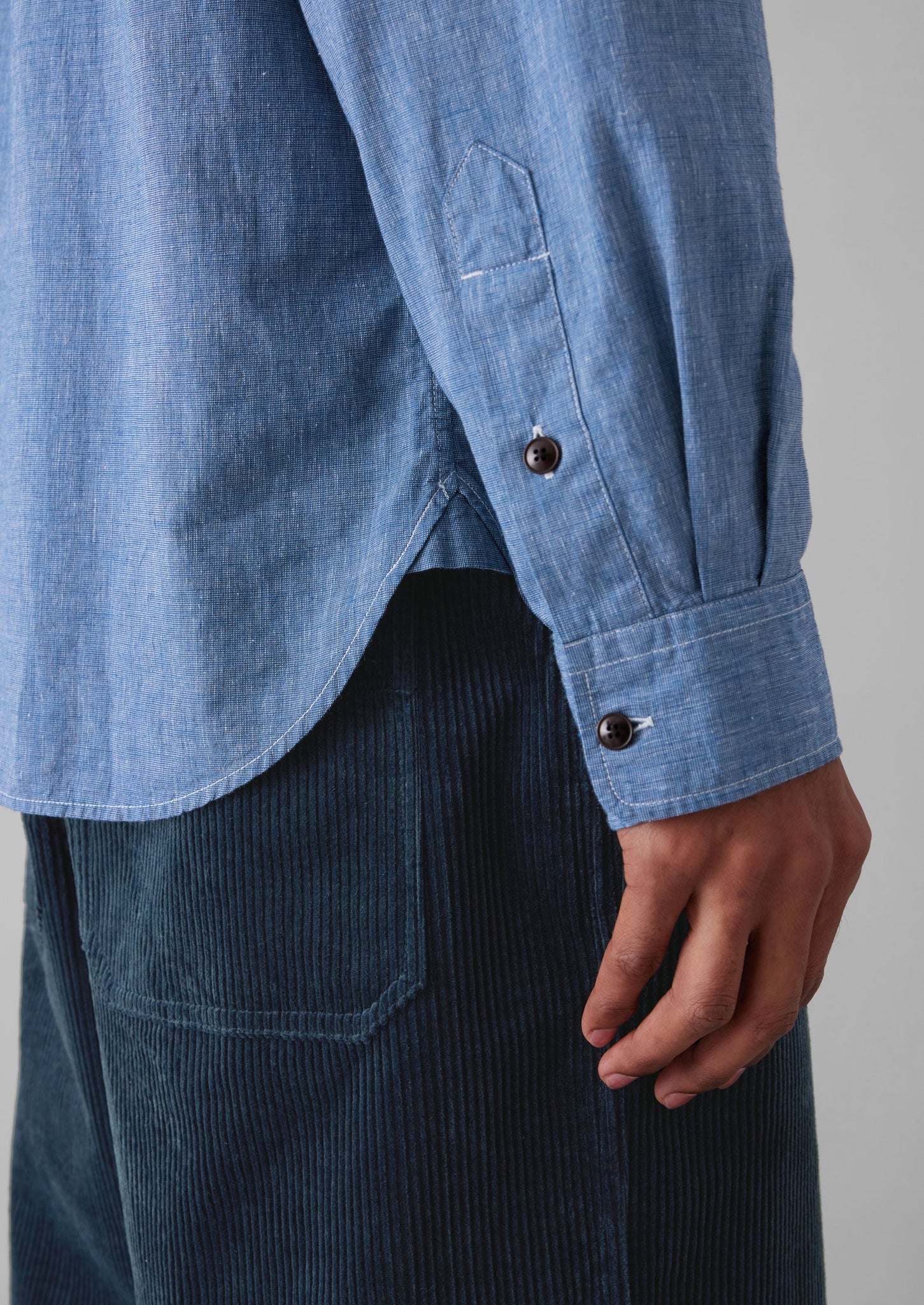 Chambray Cotton Linen Shirt | Dusty Navy