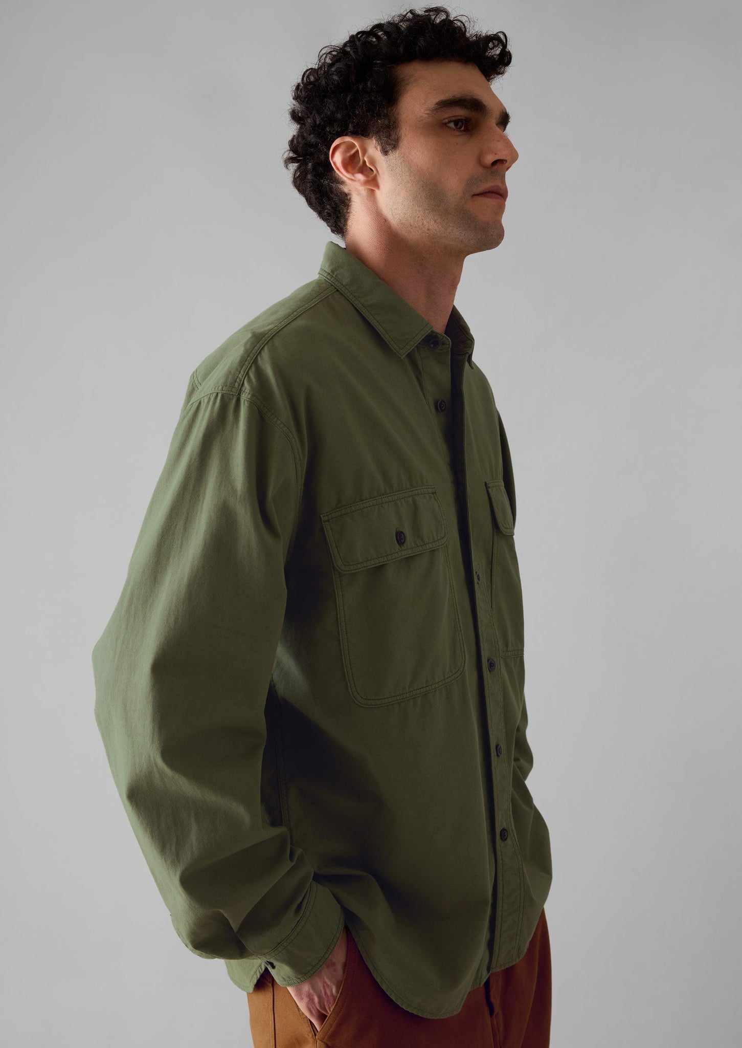 Garment Dyed Oxford Workwear Shirt | Washed Olive