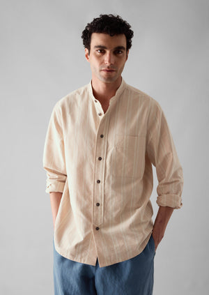 Bold Stripe Grandad Shirt | Desert Pink