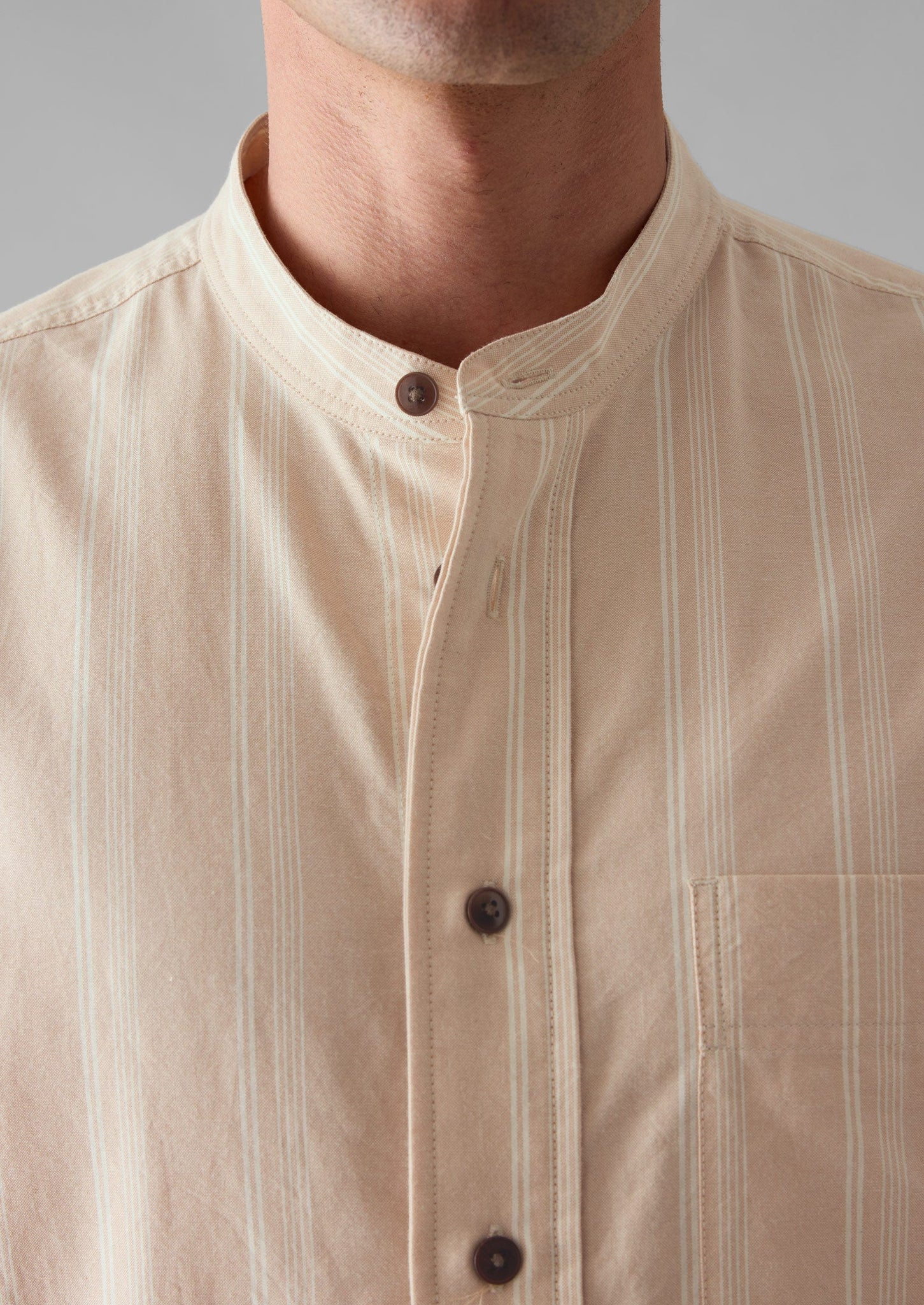 Bold Stripe Grandad Shirt | Desert Pink