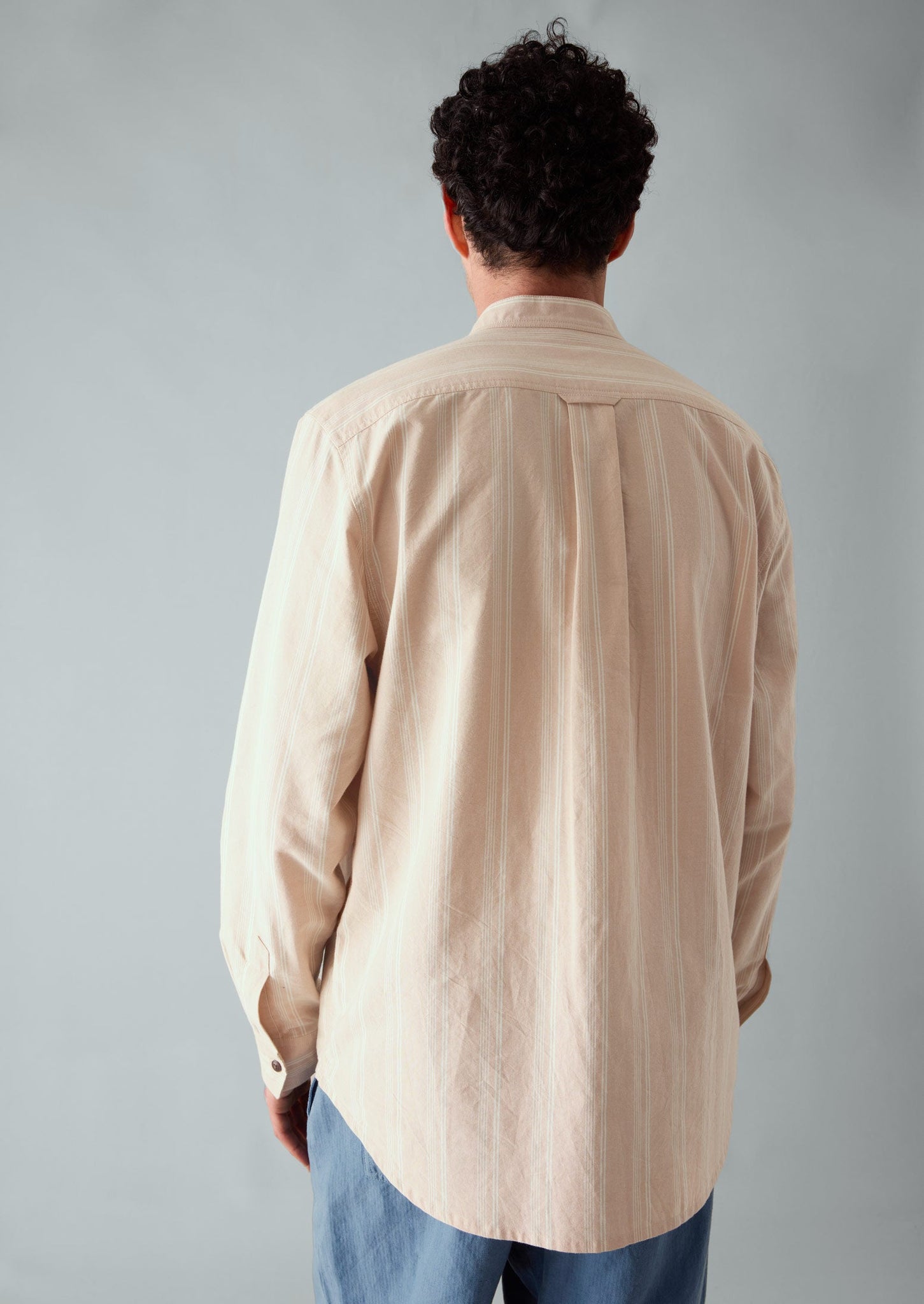 Bold Stripe Grandad Shirt | Desert Pink