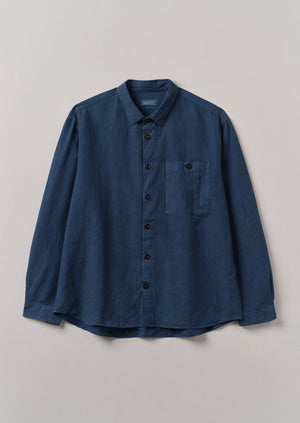 Garment Dyed Stripe Workwear Shirt | Engineer Blue