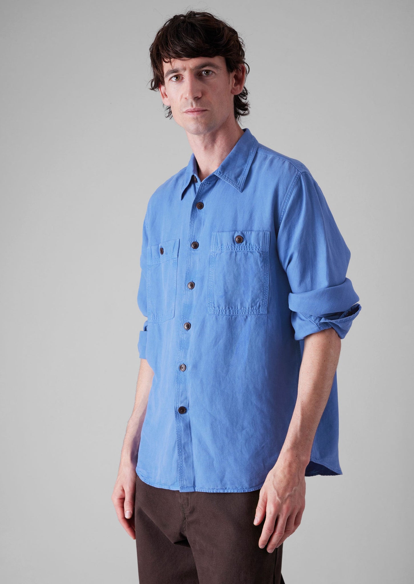 Garment Dyed Patch Pocket Shirt | Baja Blue