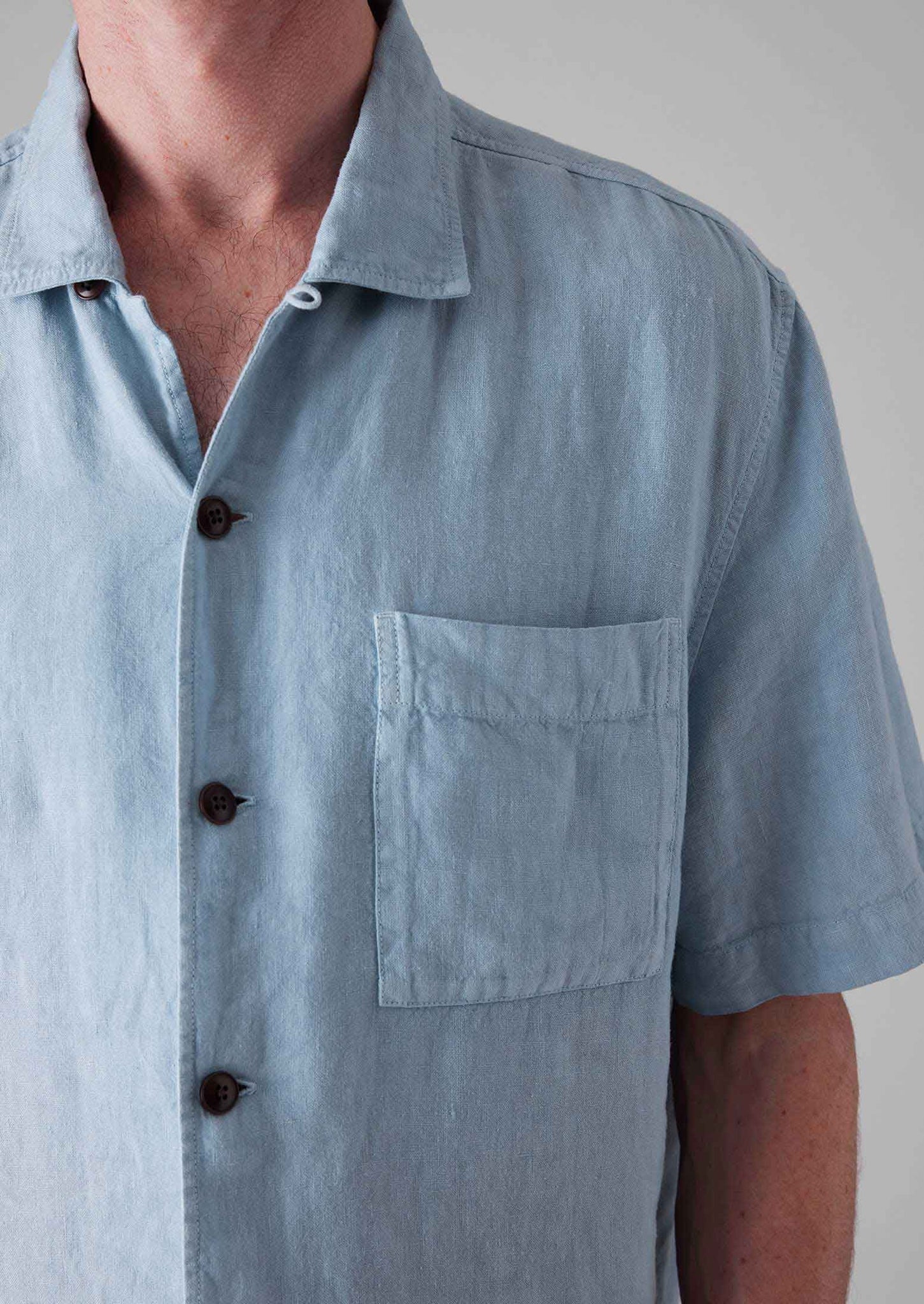 Linen Short Sleeve Shirt | Dove Blue