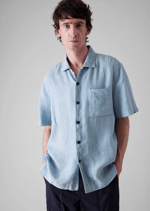 Linen Short Sleeve Shirt | Dove Blue