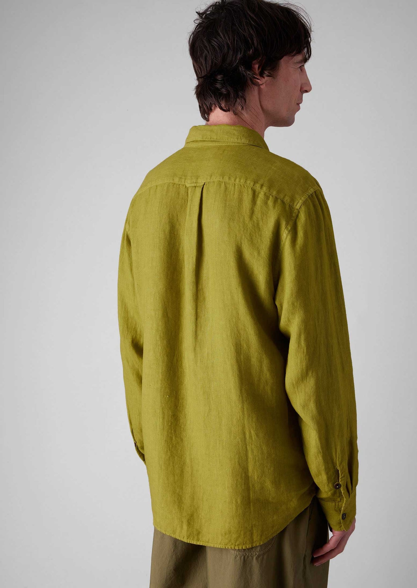 Loop Button Linen Shirt | Olivine