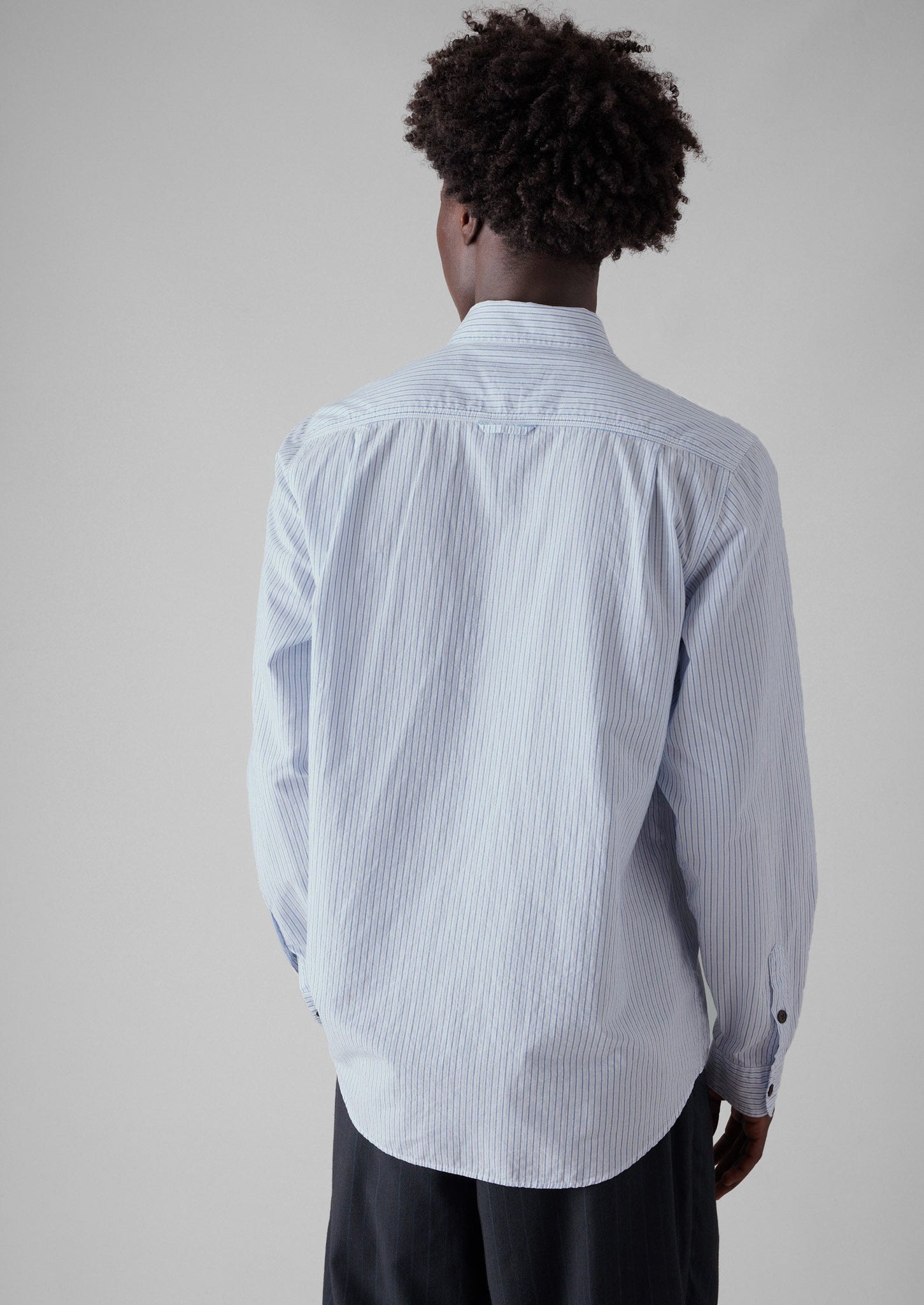 Otis Stripe Cotton Shirt | Ecru/Blue