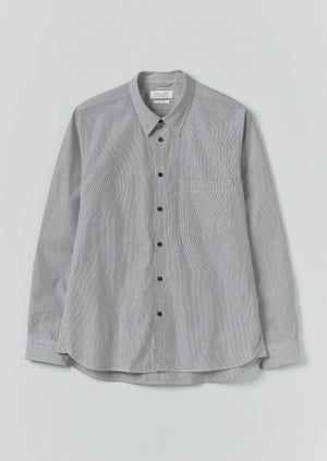 Fine Stripe Cotton Shirt | Ecru/Slate