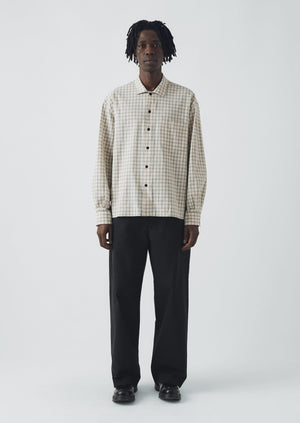 Cotton Window Pane Check Shirt | Ecru/Slate