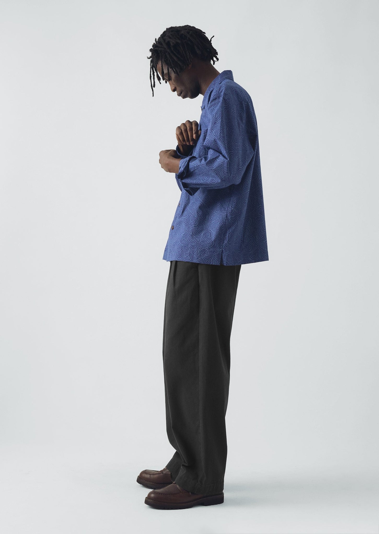 Tile Block Print Shirt | Misty Blue