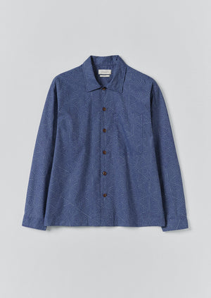 Tile Block Print Shirt | Misty Blue