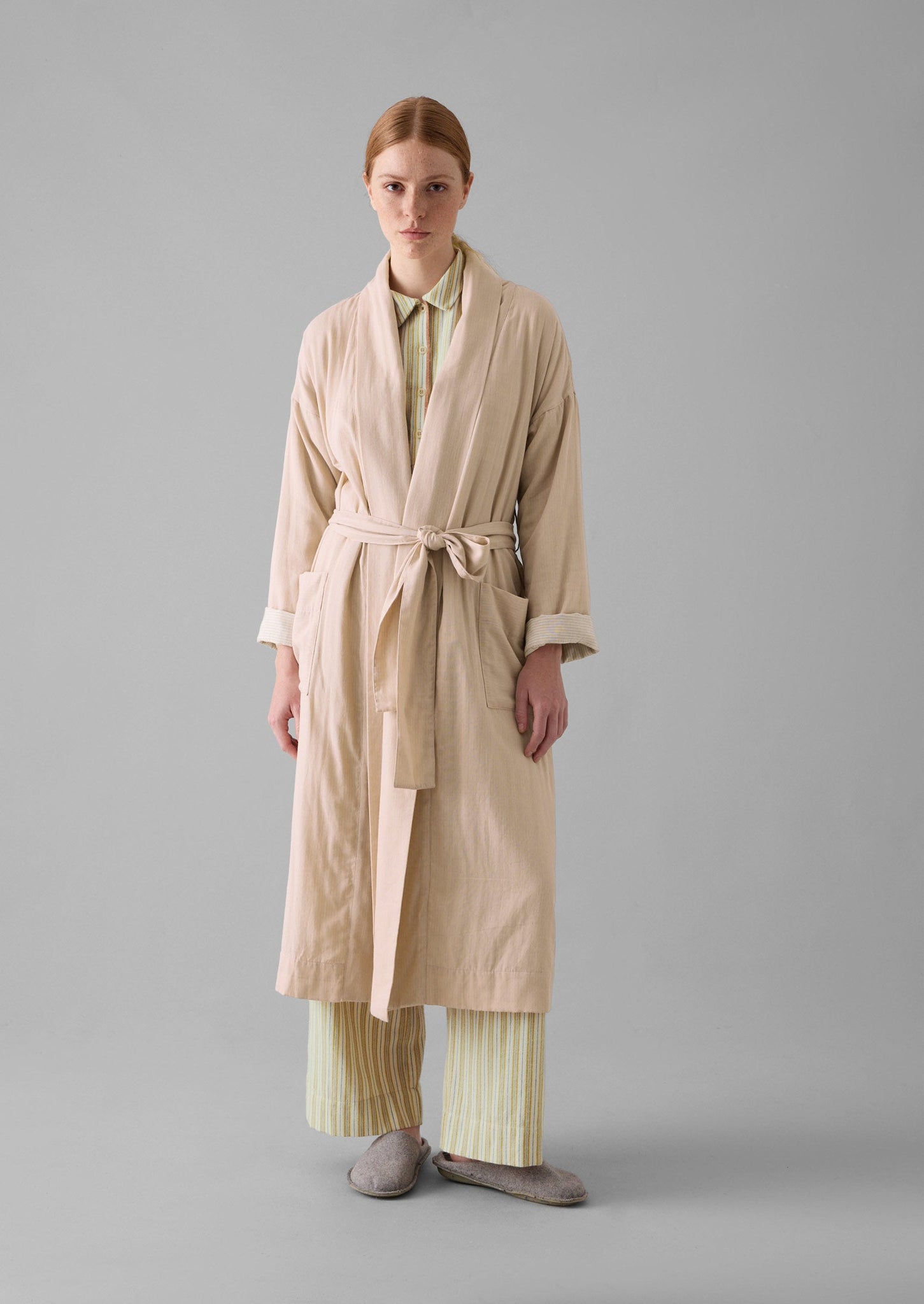 Soft Double Faced Cotton Gown | Soft Heather/Celery