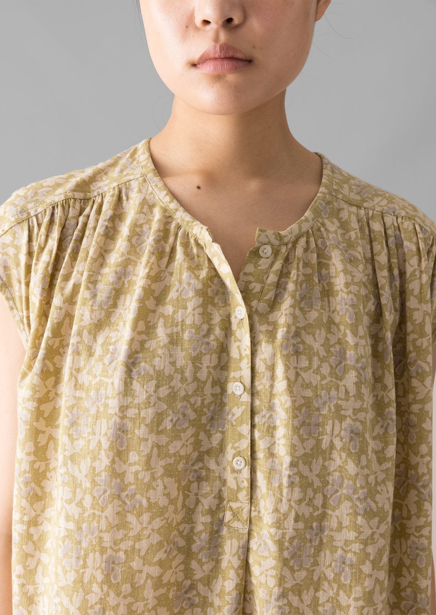 Collage Floral Cotton Nightdress | Pale Gold