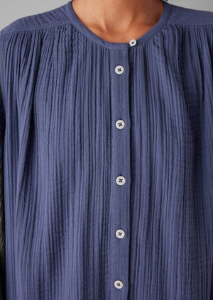 Crinkle Cotton Kaftan Nightdress | Shadow Blue