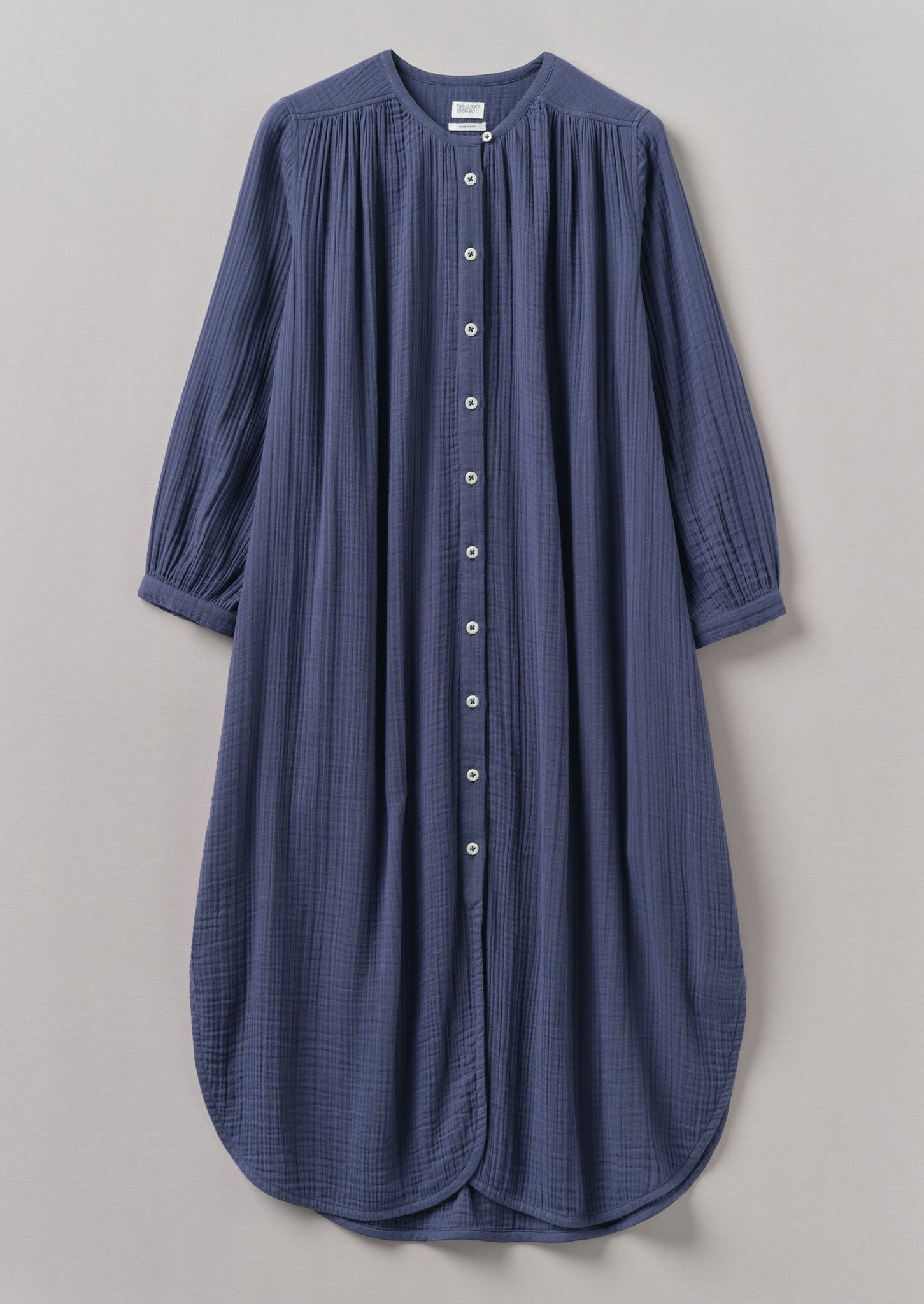 Crinkle Cotton Kaftan Nightdress | Shadow Blue