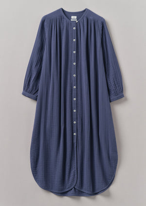 Crinkle Cotton Kaftan Nightdress | Shadow Blue