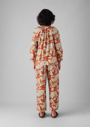 Abstract Blossom Print Cotton Pyjamas | Burnt Ginger