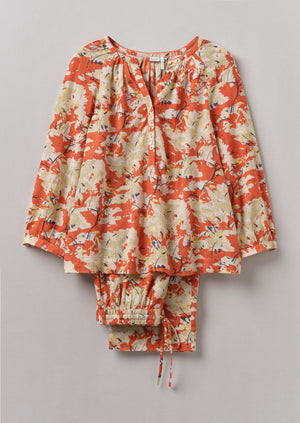 Abstract Blossom Print Cotton Pyjamas | Burnt Ginger