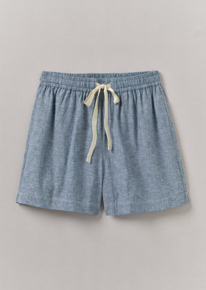 Lightweight Linen Cotton Lounge Shorts | Dusty Blue