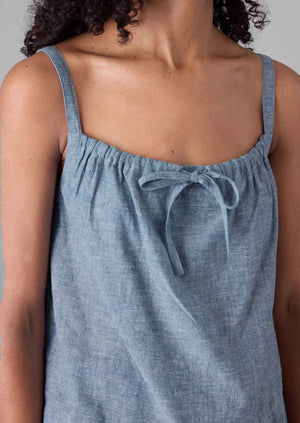 Lightweight Linen Cotton Cami | Dusty Blue
