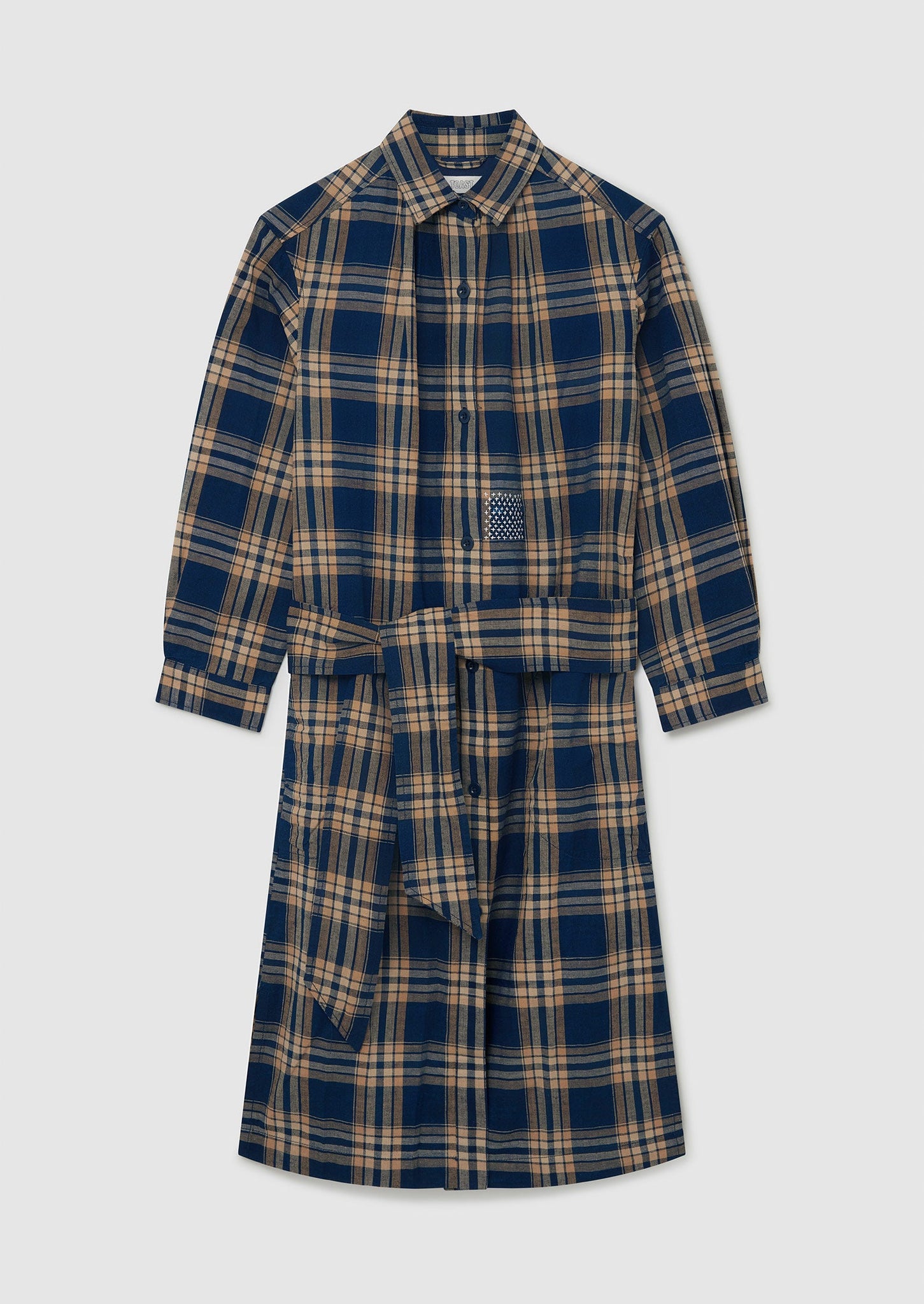 Renewed Indigo Check Shirt Dress Size 8 | Indigo