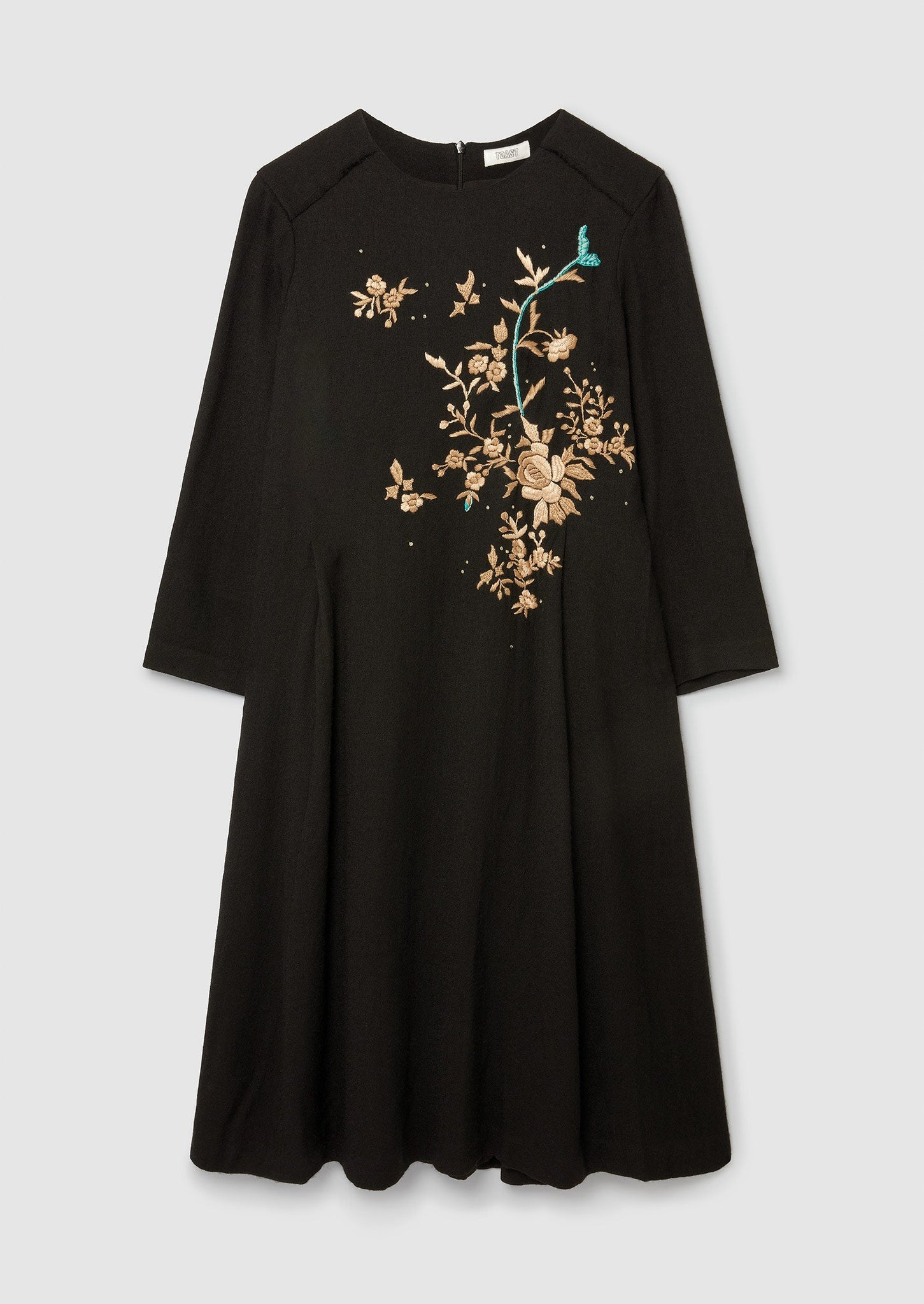 Renewed Floral Embroidered Dress Size 12 | Black