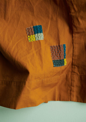 Renewed Blouson Sleeve Organic Cotton Poplin Dress Size 8 | Burnt Orange