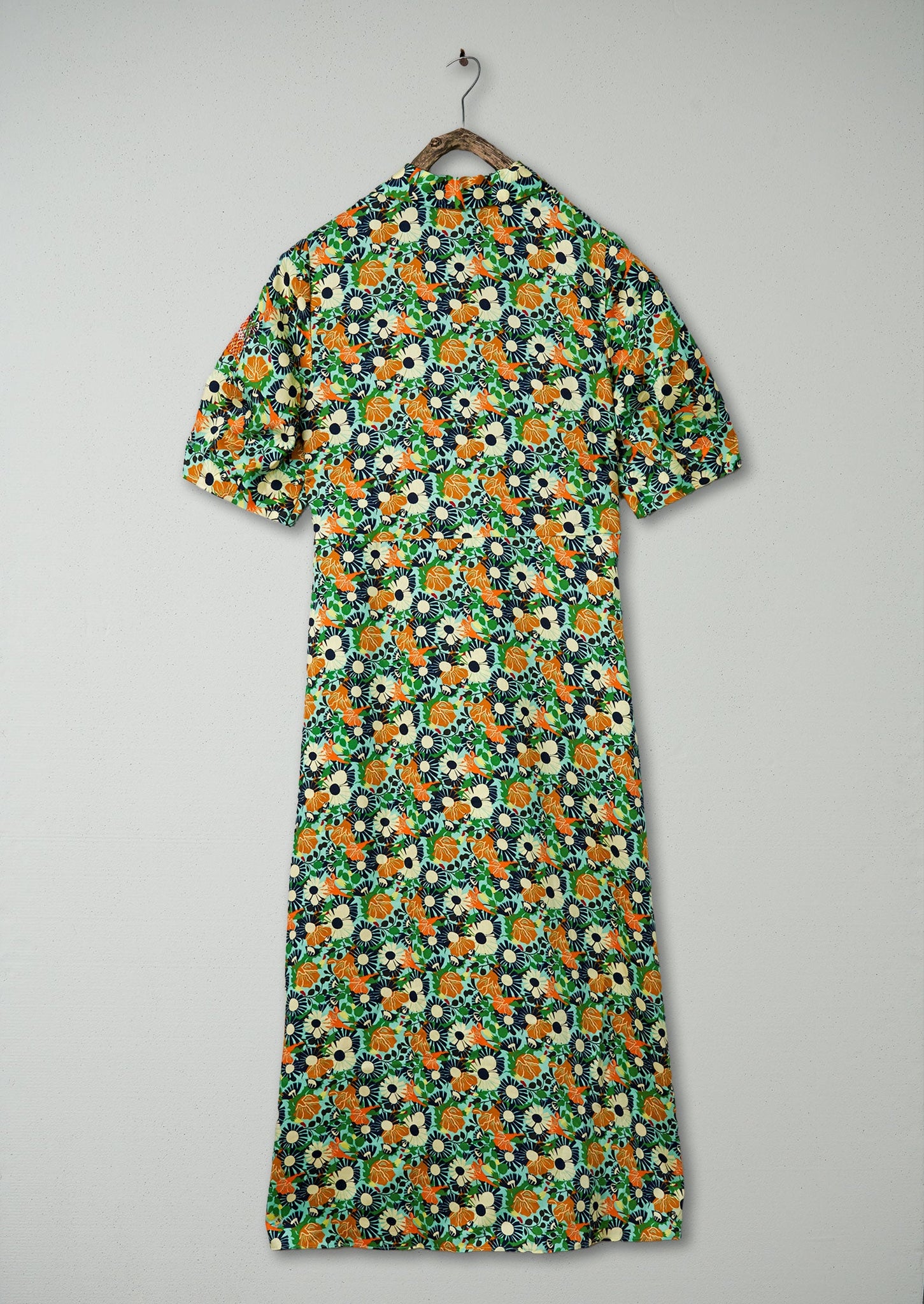 Renewed Trailing Nasturtium Print Dress Size 8 (96) | Garden Green