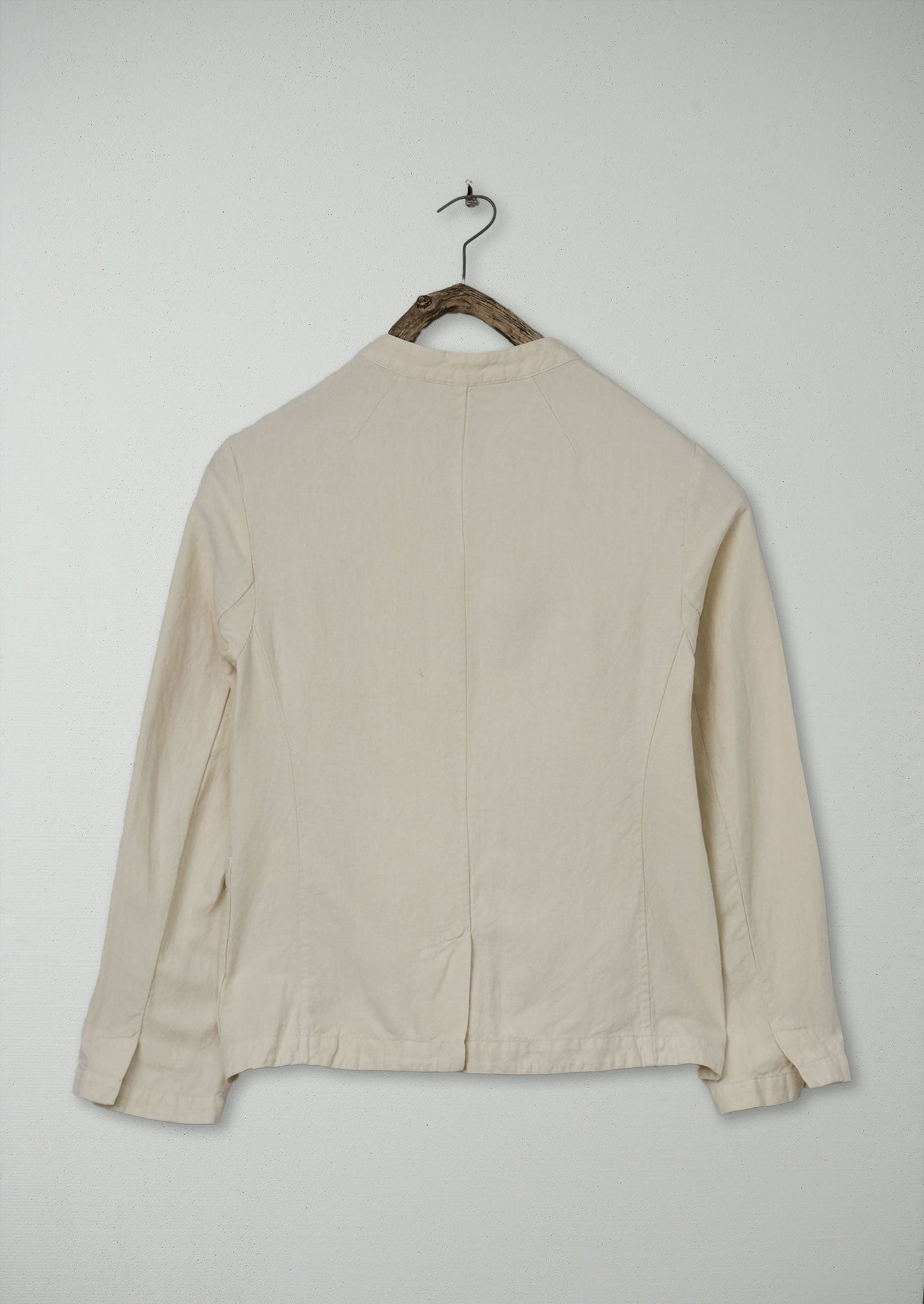 Renewed Garment Dyed Cotton Linen Neat Jacket Size 6 (09) | Parchment