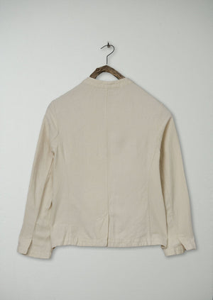 Renewed Garment Dyed Cotton Linen Neat Jacket Size 6 (09) | Parchment