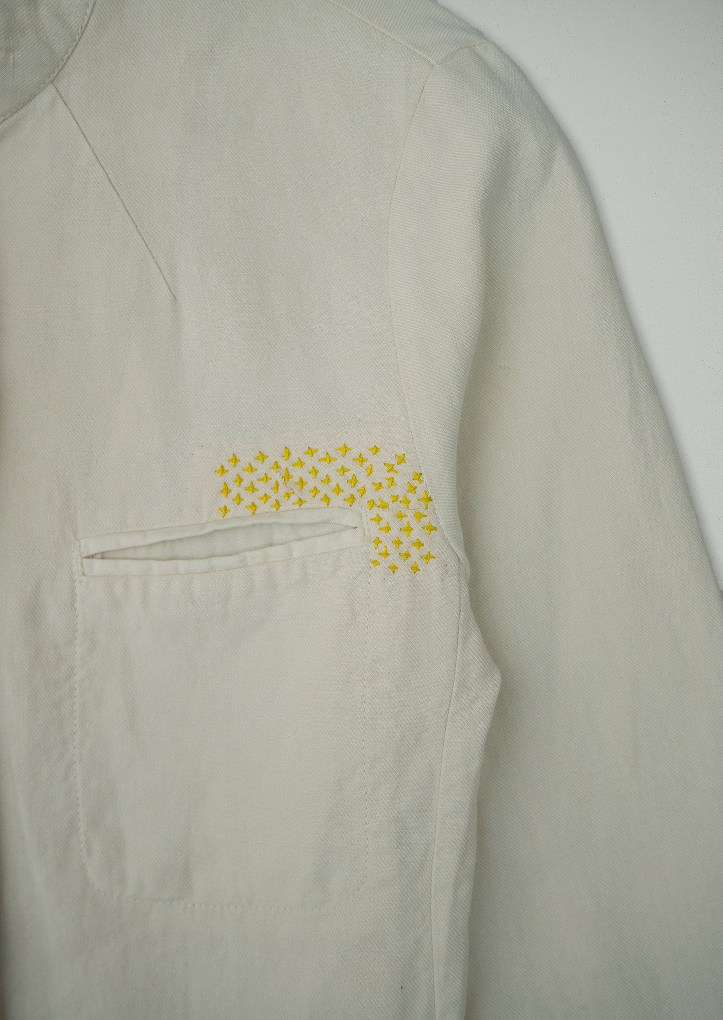 Renewed Garment Dyed Cotton Linen Neat Jacket Size 6 (09) | Parchment