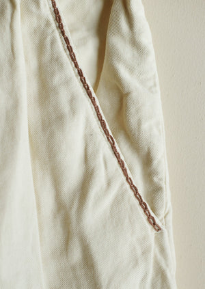 Renewed Pleat Front Cotton Linen Trousers Size 16 | Ecru