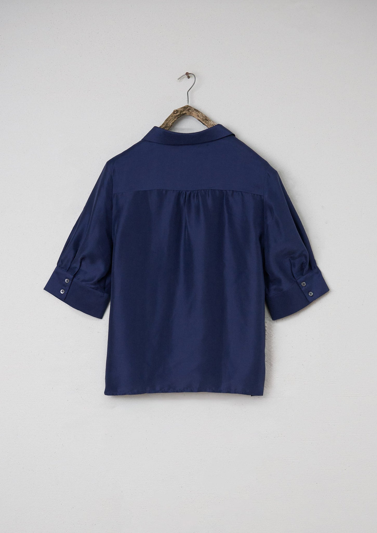 Renewed Silk Dupion Shirt Size 16 (044) | Royal Blue