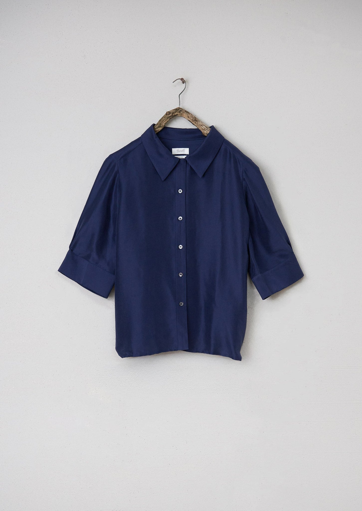 Renewed Silk Dupion Shirt Size 16 (044) | Royal Blue