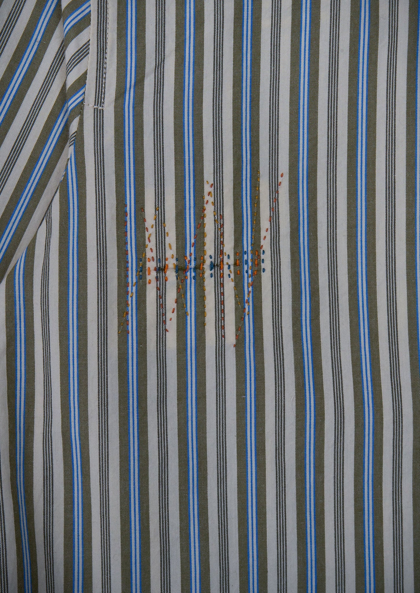 Renewed Baya Raft Stripe Patch Pocket Cotton Shirt Size XS (61) | Multi