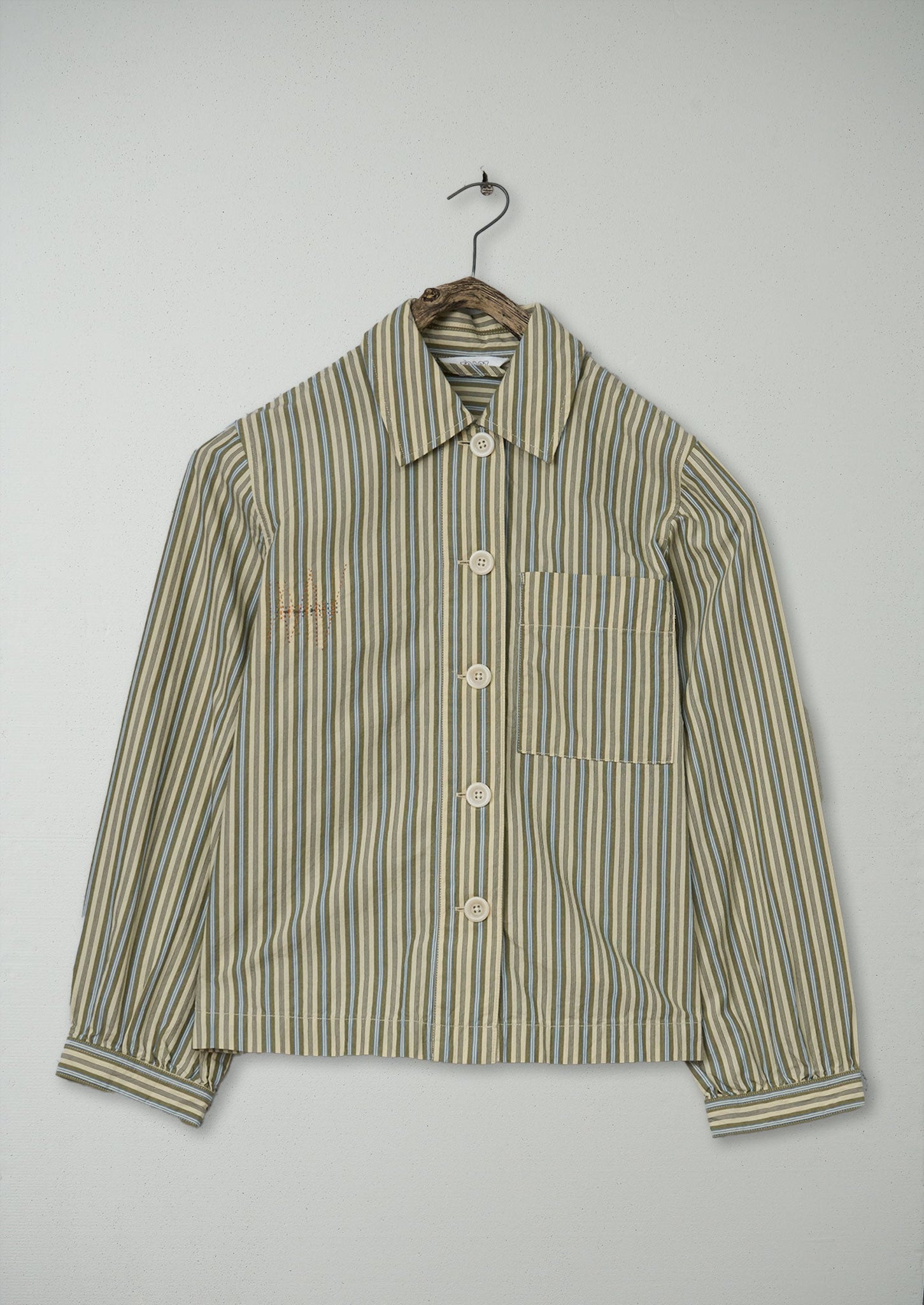Renewed Baya Raft Stripe Patch Pocket Cotton Shirt Size XS (61) | Multi