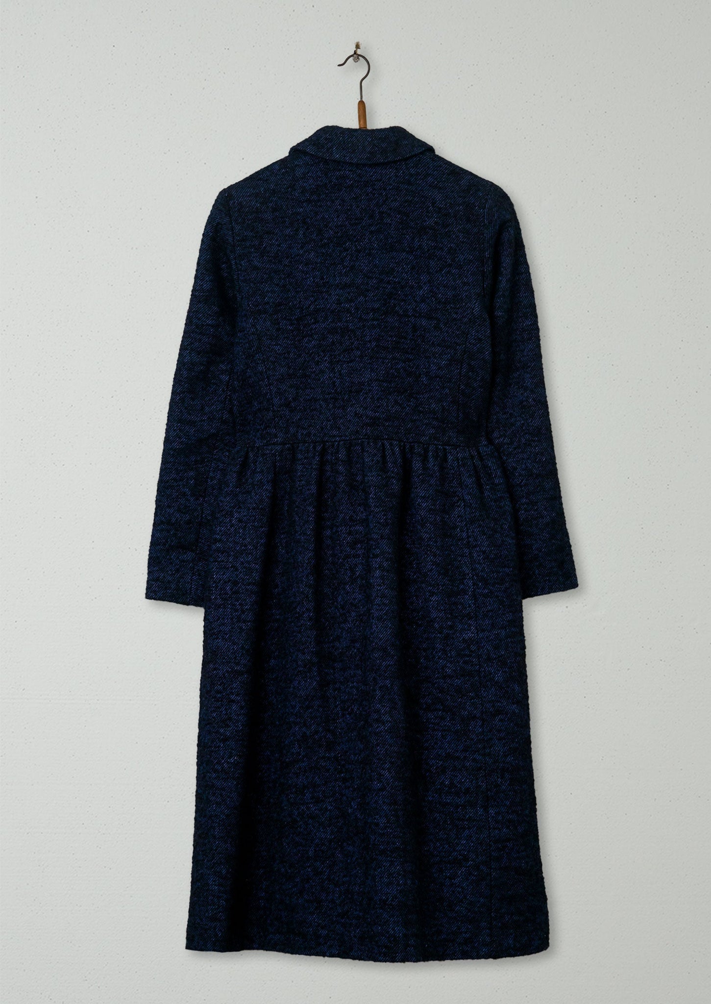 Reworn Wool Linen Tweed Coat Size 6 (052) | Indigo