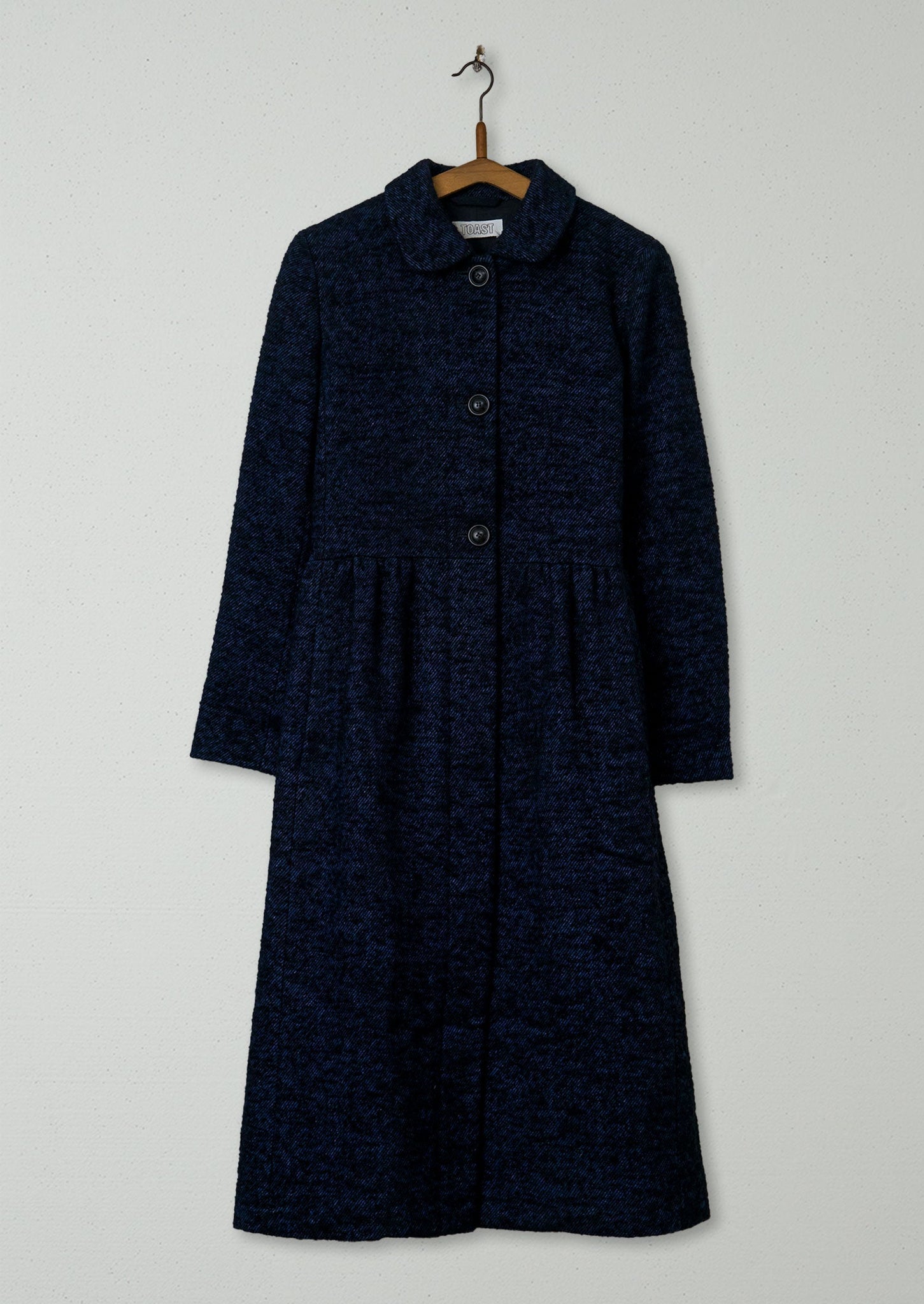 Reworn Wool Linen Tweed Coat Size 6 (052) | Indigo
