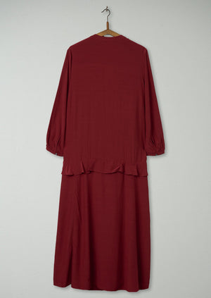 Reworn Ruffle Dress Size 10 (667) | Dark Rust