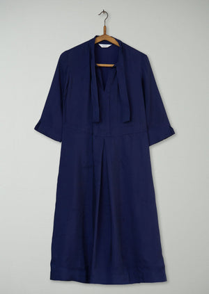 Reworn Tie Neck Dress Size 6 (1082) | Royal Blue