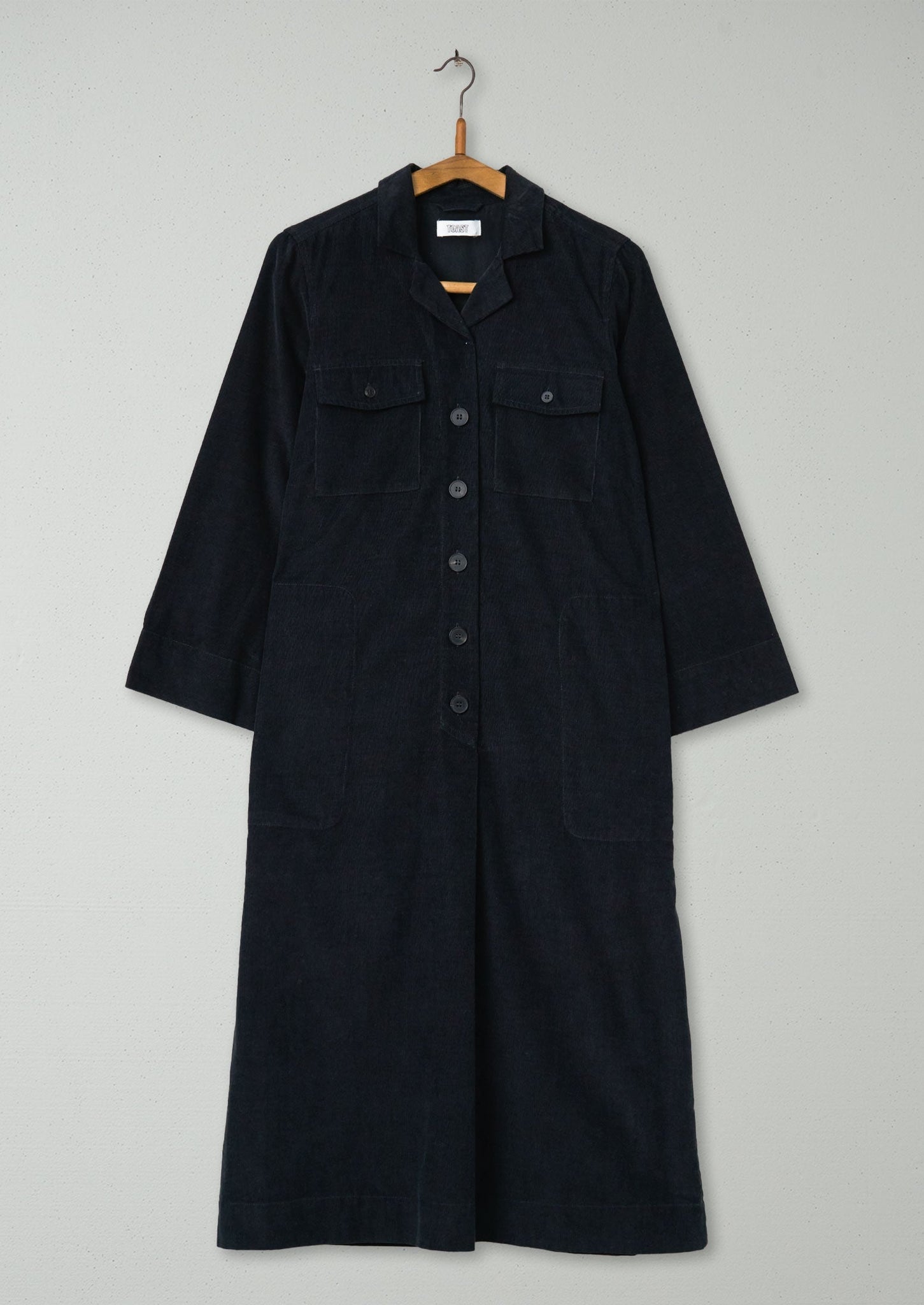 Reworn Needlecord Shirt Dress Size 6 (1065) | Brown Slate